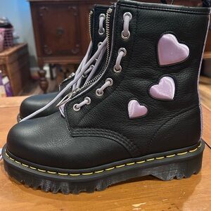 1460 ZIP HEART VIRGINIA SATIN LUX LACE UP BOOTS